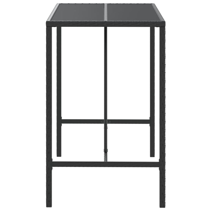 Bar Table with Glass Top Black 110x70x110 cm Poly Rattan Payday Deals