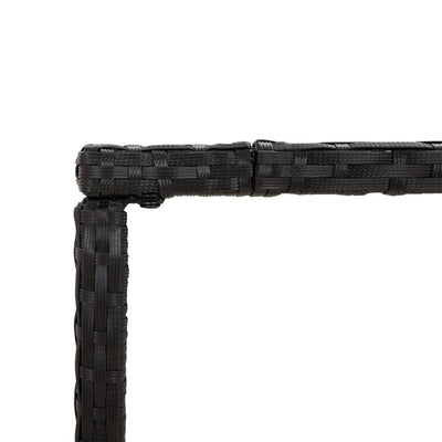 Bar Table with Glass Top Black 110x70x110 cm Poly Rattan Payday Deals