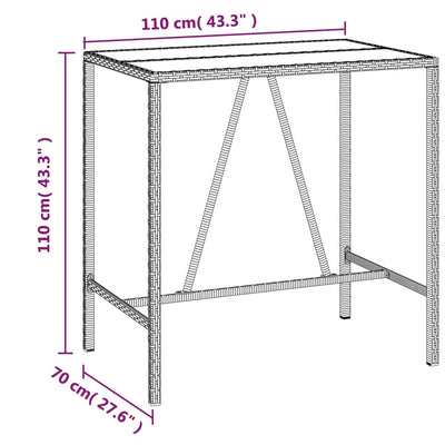 Bar Table with Glass Top Black 110x70x110 cm Poly Rattan Payday Deals