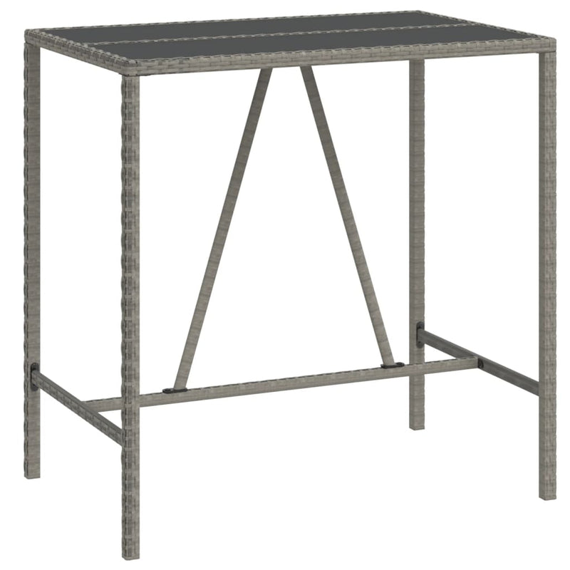 Bar Table with Glass Top Grey 110x70x110 cm Poly Rattan Payday Deals