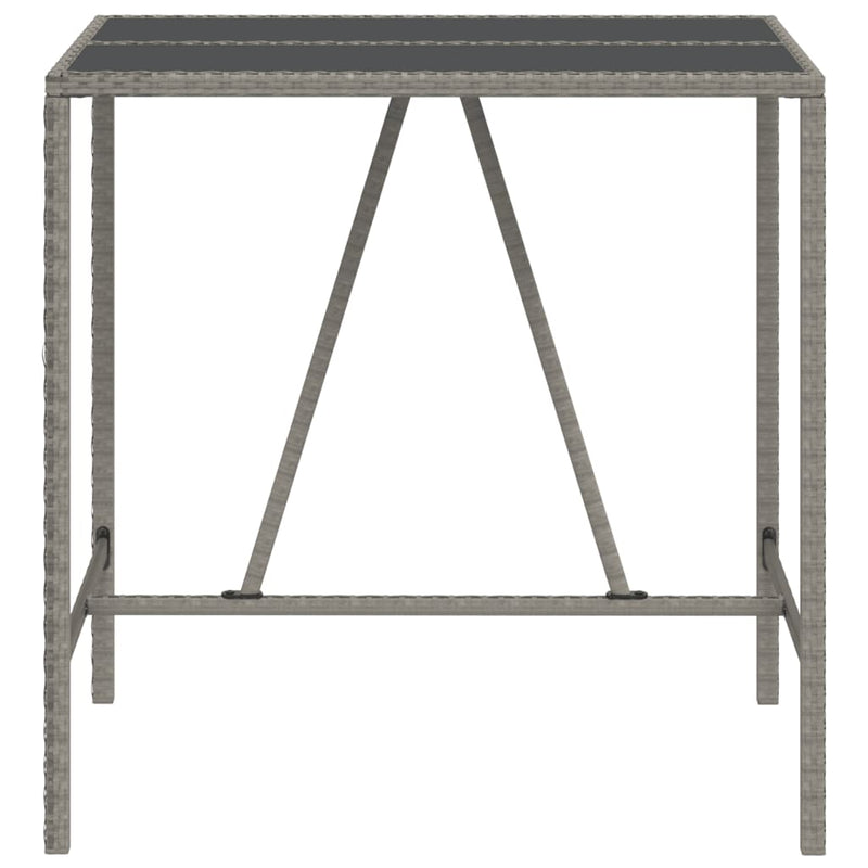 Bar Table with Glass Top Grey 110x70x110 cm Poly Rattan Payday Deals