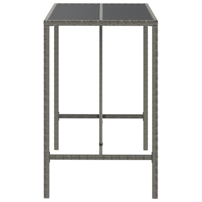 Bar Table with Glass Top Grey 110x70x110 cm Poly Rattan Payday Deals