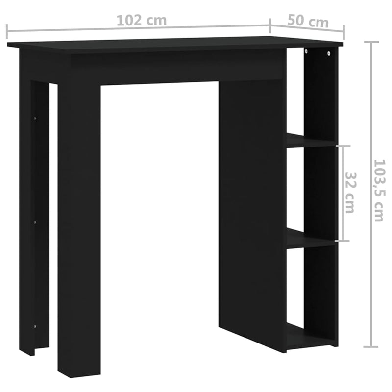 Bar Table with Shelf Black 102x50x103.5 cm Engineered Wood Payday Deals