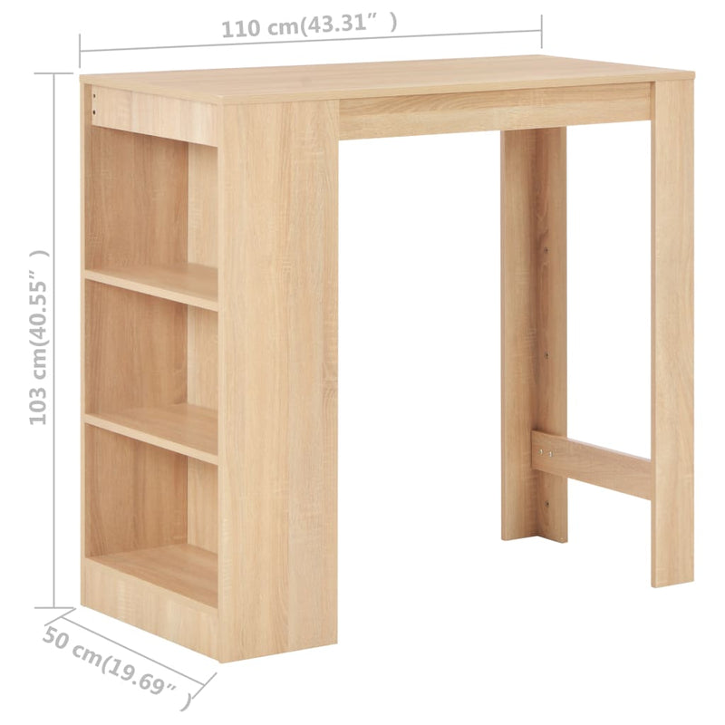 Bar Table with Shelf Oak 110x50x103 cm Payday Deals