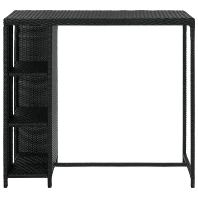 Bar Table with Storage Rack Black 120x60x110 cm Poly Rattan Payday Deals