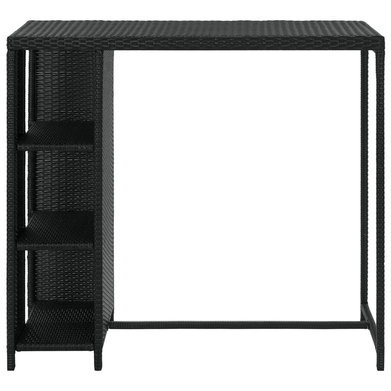 Bar Table with Storage Rack Black 120x60x110 cm Poly Rattan Payday Deals