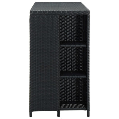 Bar Table with Storage Rack Black 120x60x110 cm Poly Rattan Payday Deals