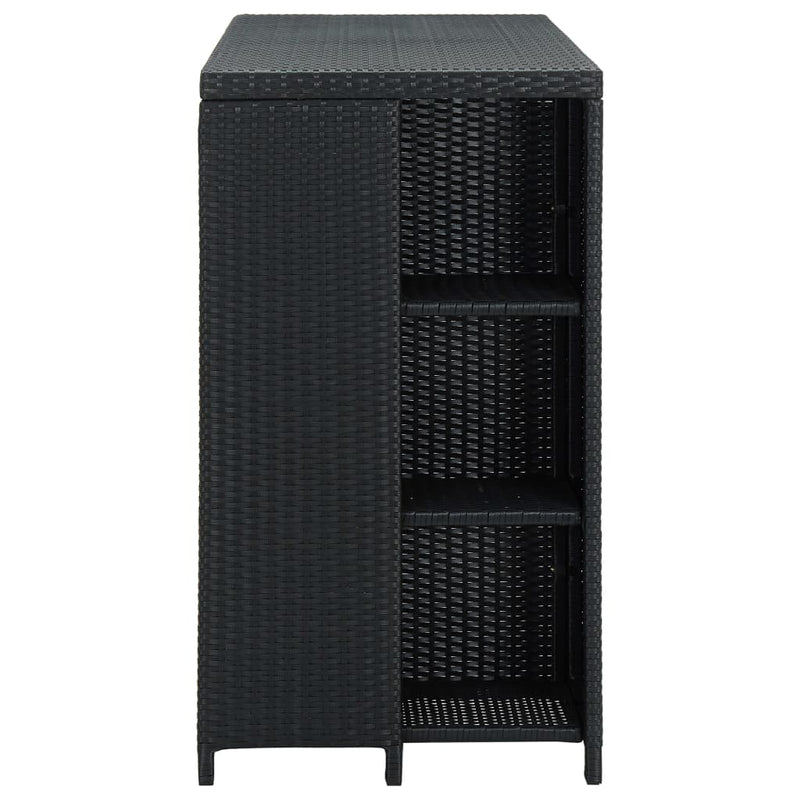 Bar Table with Storage Rack Black 120x60x110 cm Poly Rattan Payday Deals