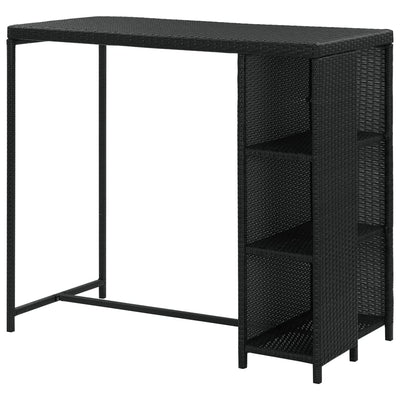 Bar Table with Storage Rack Black 120x60x110 cm Poly Rattan Payday Deals