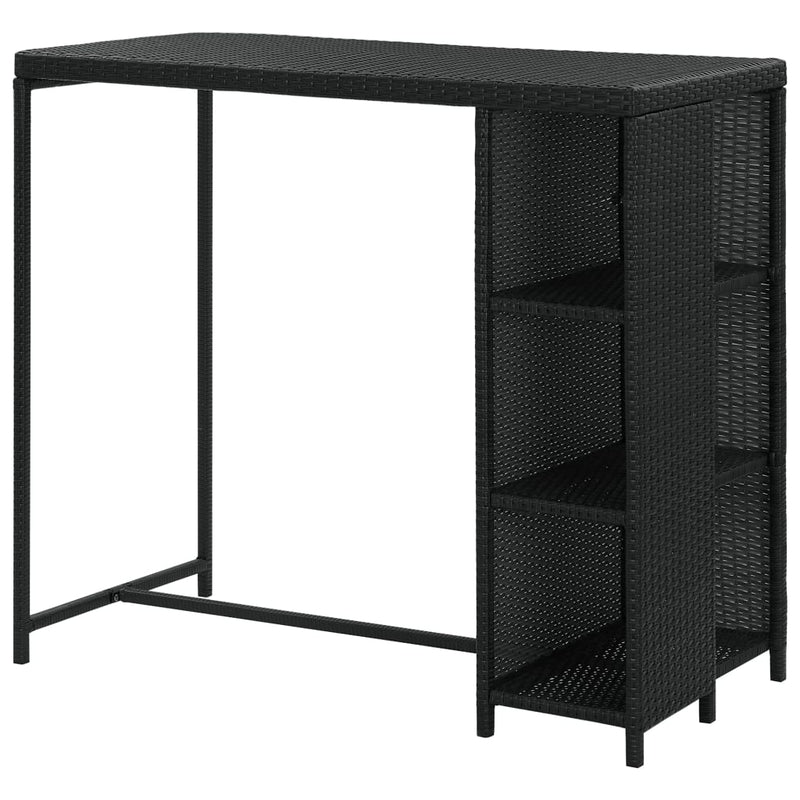 Bar Table with Storage Rack Black 120x60x110 cm Poly Rattan Payday Deals