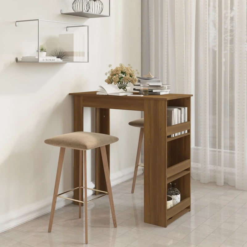 Bar Table with Storage Rack Brown Oak 102x50x103.5 cm Engineered Wood Payday Deals