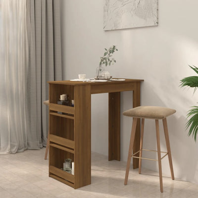Bar Table with Storage Rack Brown Oak 102x50x103.5 cm Engineered Wood Payday Deals