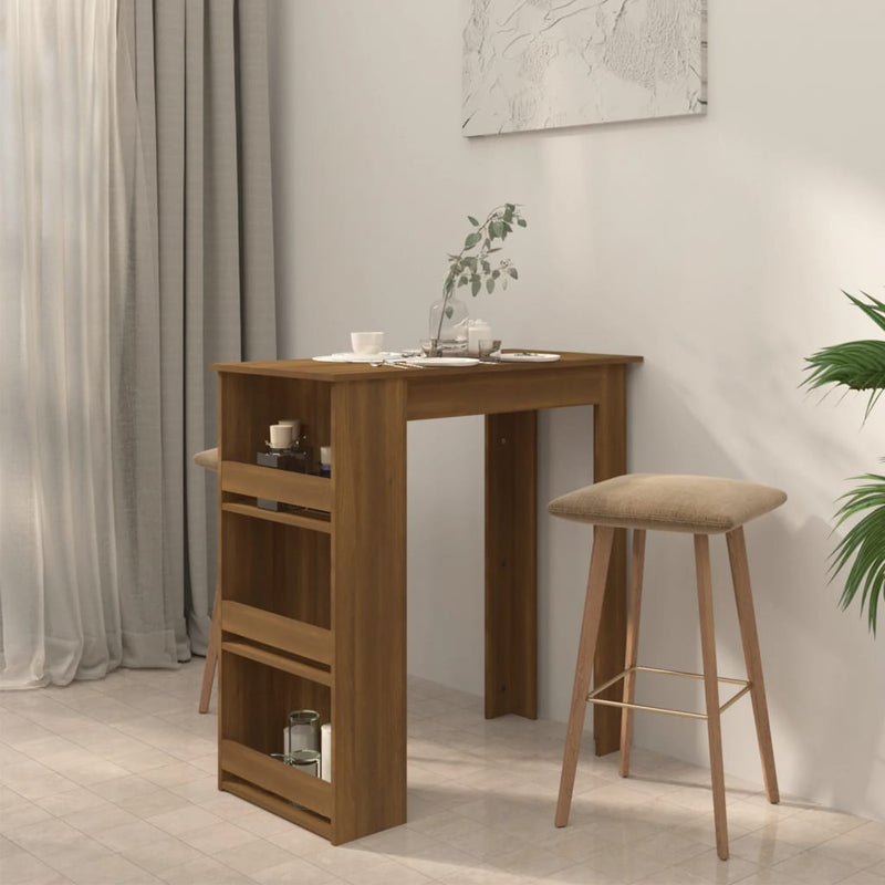 Bar Table with Storage Rack Brown Oak 102x50x103.5 cm Engineered Wood Payday Deals