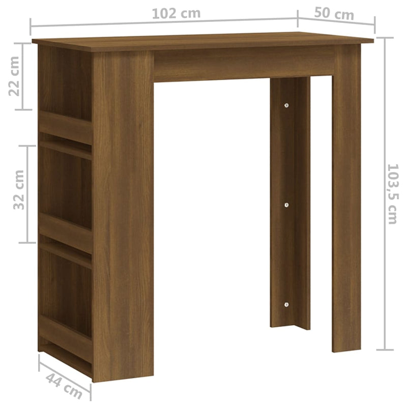 Bar Table with Storage Rack Brown Oak 102x50x103.5 cm Engineered Wood Payday Deals