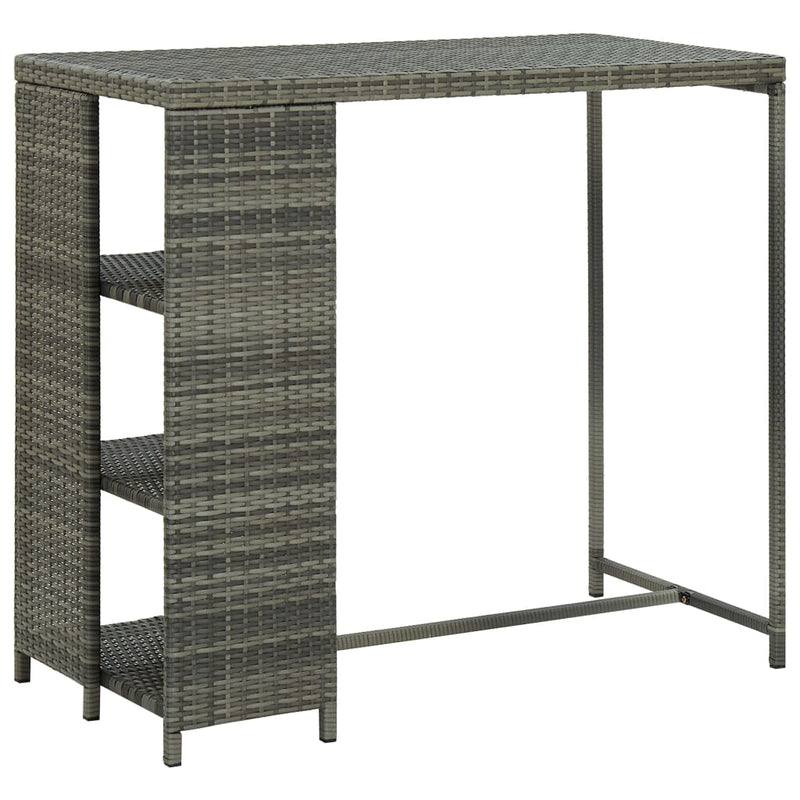 Bar Table with Storage Rack Grey 120x60x110 cm Poly Rattan Payday Deals