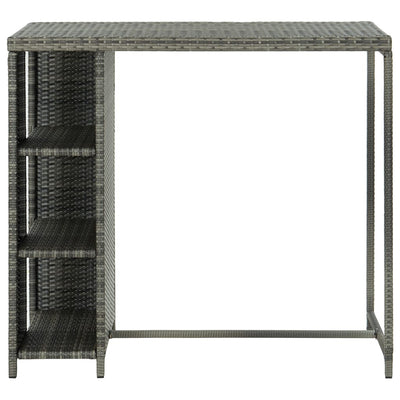 Bar Table with Storage Rack Grey 120x60x110 cm Poly Rattan Payday Deals