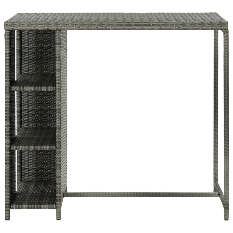 Bar Table with Storage Rack Grey 120x60x110 cm Poly Rattan Payday Deals