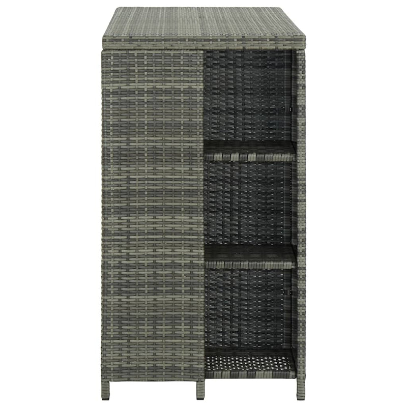 Bar Table with Storage Rack Grey 120x60x110 cm Poly Rattan Payday Deals