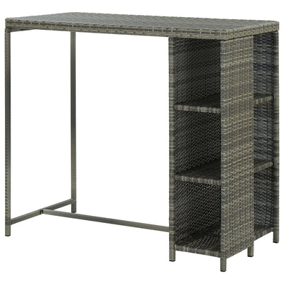 Bar Table with Storage Rack Grey 120x60x110 cm Poly Rattan Payday Deals