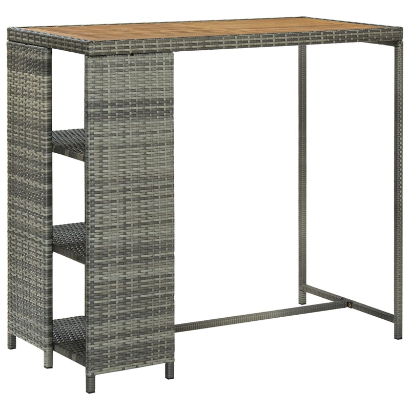 Bar Table with Storage Rack Grey 120x60x110 cm Poly Rattan Payday Deals