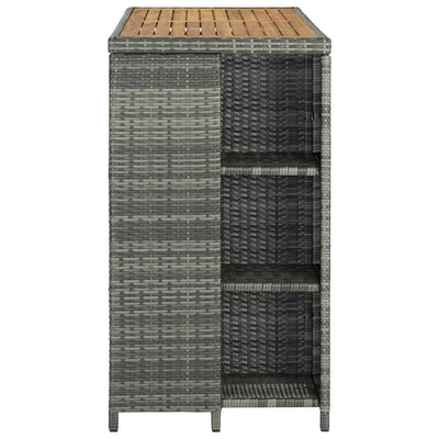 Bar Table with Storage Rack Grey 120x60x110 cm Poly Rattan Payday Deals