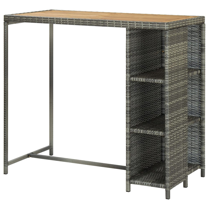 Bar Table with Storage Rack Grey 120x60x110 cm Poly Rattan Payday Deals