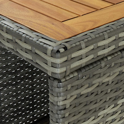 Bar Table with Storage Rack Grey 120x60x110 cm Poly Rattan Payday Deals