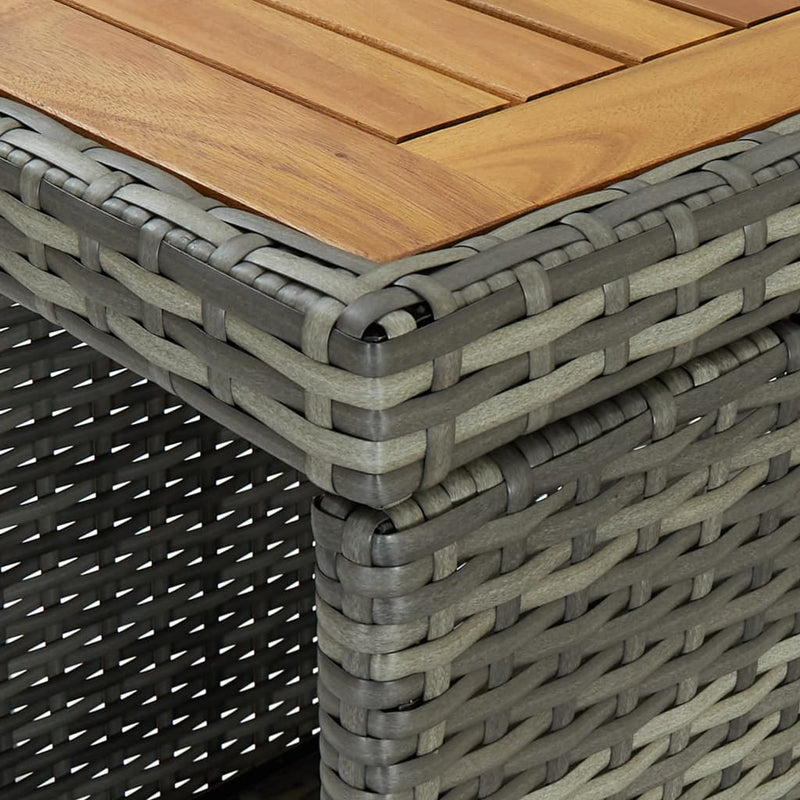 Bar Table with Storage Rack Grey 120x60x110 cm Poly Rattan Payday Deals