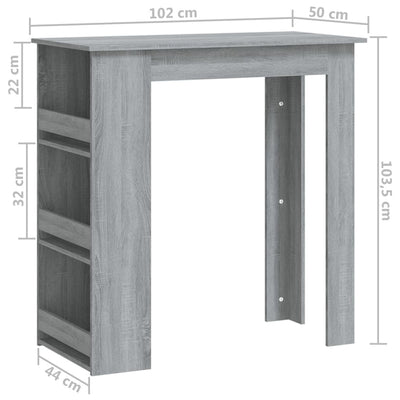 Bar Table with Storage Rack Grey Sonoma 102x50x103.5cm Engineered Wood Payday Deals