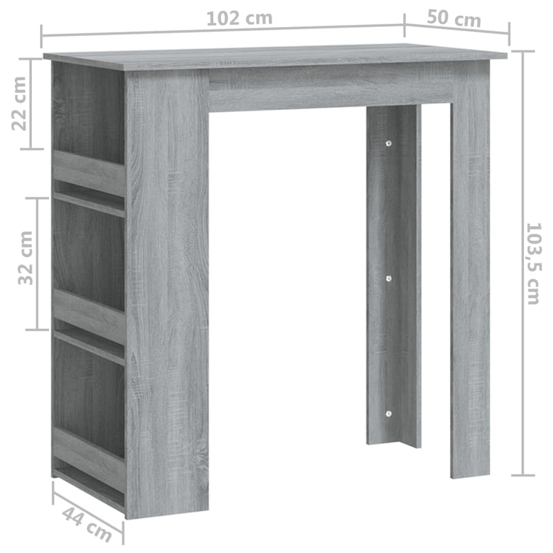 Bar Table with Storage Rack Grey Sonoma 102x50x103.5cm Engineered Wood Payday Deals