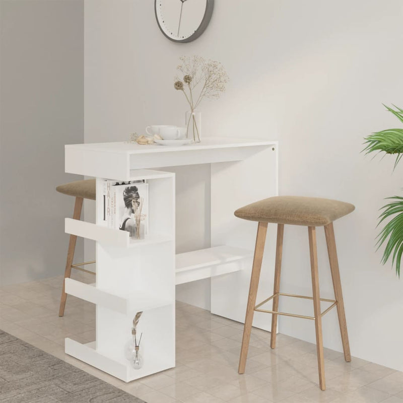 Bar Table with Storage Rack White 100x50x101.5 cm Engineered Wood Payday Deals