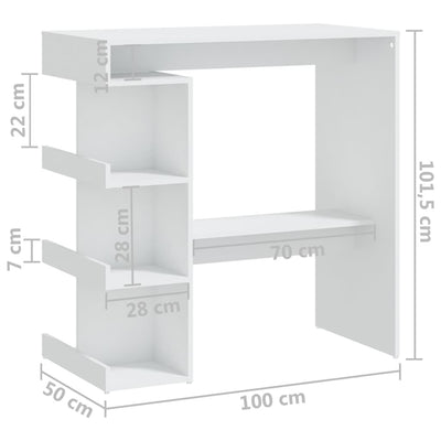 Bar Table with Storage Rack White 100x50x101.5 cm Engineered Wood Payday Deals