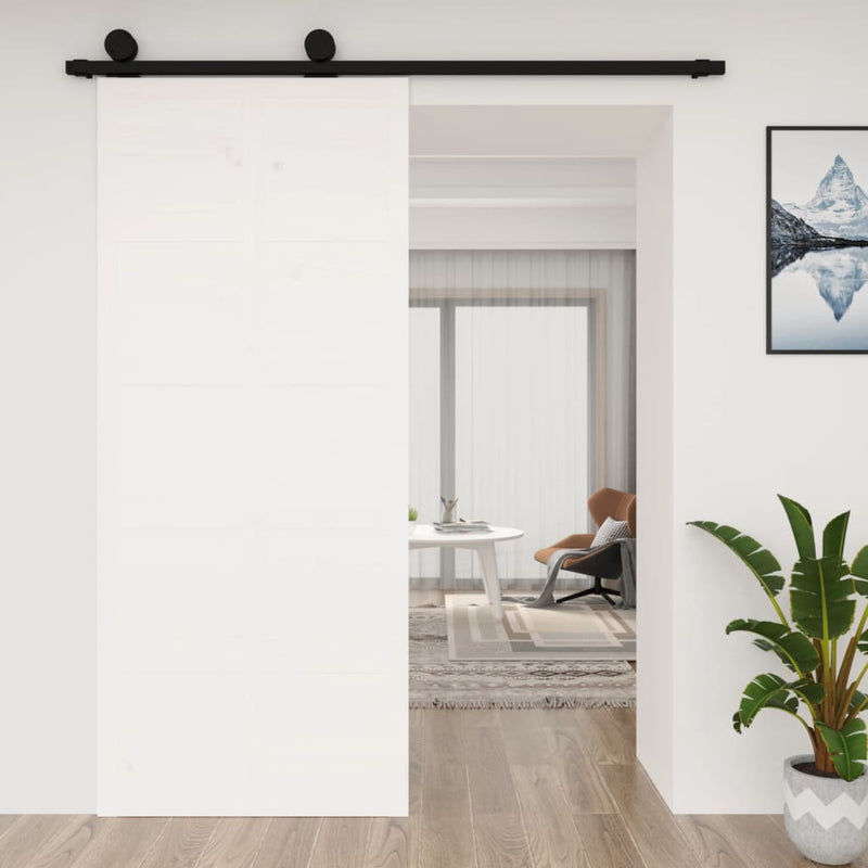Barn Door White 90x1.8x214 cm Solid Wood Pine Payday Deals