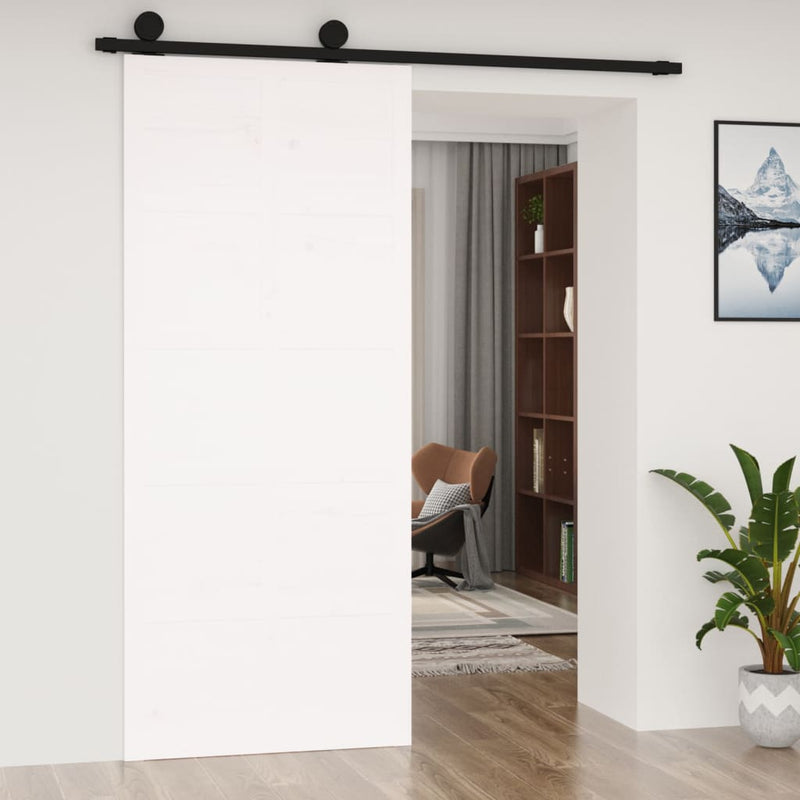 Barn Door White 90x1.8x214 cm Solid Wood Pine Payday Deals