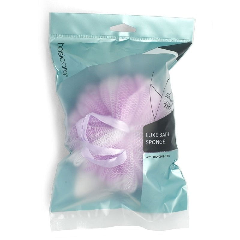 Basicare Luxe Bath Sponge Lilac with Hanging Cord Payday Deals