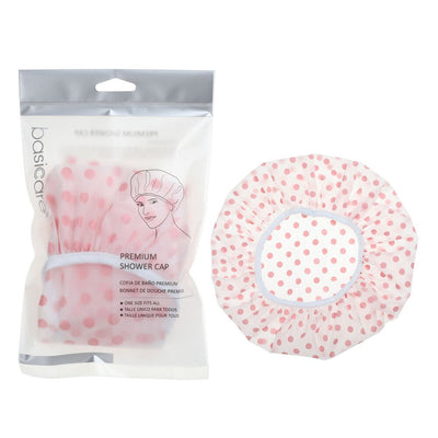 Basicare Premium Shower Cap Peva Pink Spots