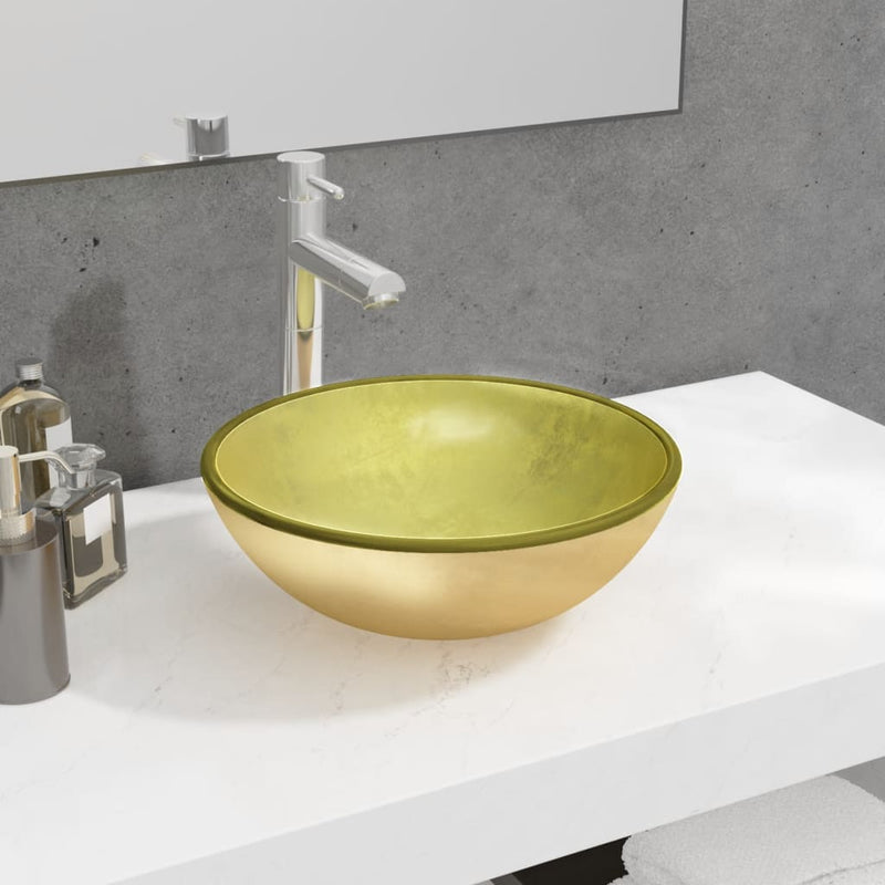 Basin Tempered Glass 35x12 cm Gold Payday Deals