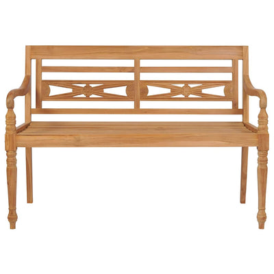 Batavia Bench with Grey Cushion 120 cm Solid Teak Wood Payday Deals
