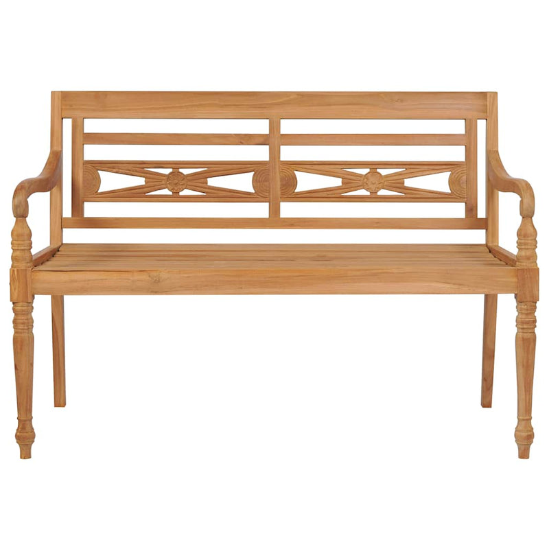 Batavia Bench with Grey Cushion 120 cm Solid Teak Wood Payday Deals