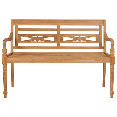 Batavia Bench with Taupe Cushion 120 cm Solid Teak Wood Payday Deals