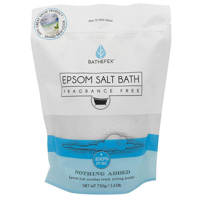 Bathefex Epsom Salt Bath Fragrance Free 100% Pure 750g