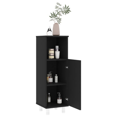 Bathroom Cabinet Black 30x30x95 cm Engineered Wood Payday Deals