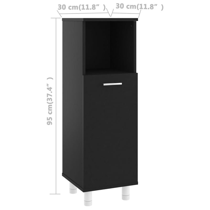 Bathroom Cabinet Black 30x30x95 cm Engineered Wood Payday Deals