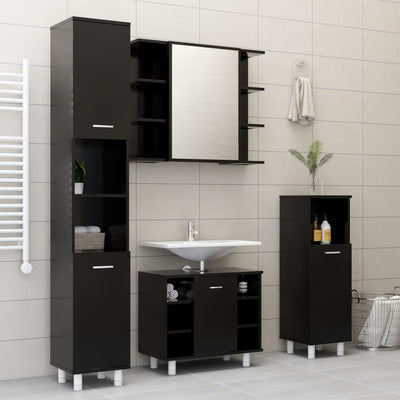 Bathroom Cabinet Black 30x30x95 cm Engineered Wood Payday Deals