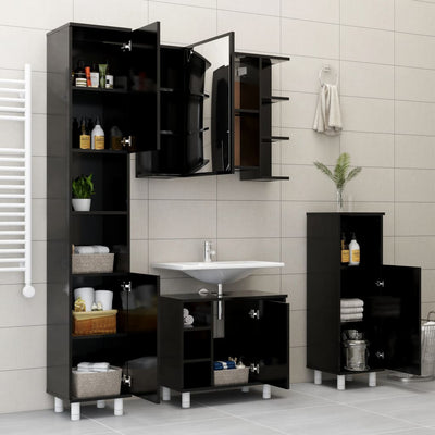 Bathroom Cabinet Black 30x30x95 cm Engineered Wood Payday Deals