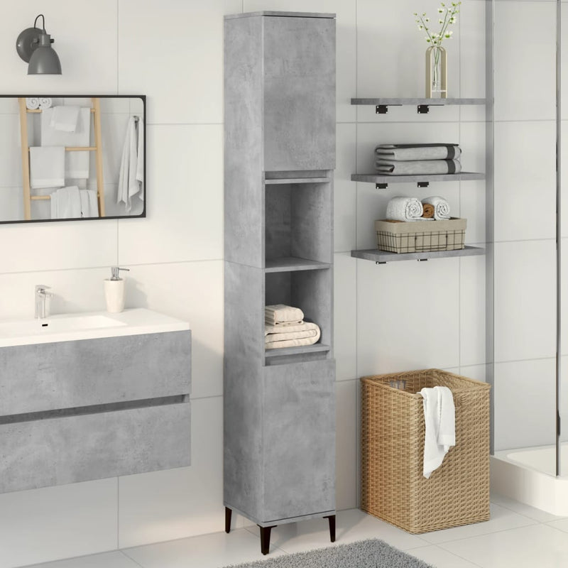 Bathroom Cabinet Concrete Grey 30x30x190 cm Engineered Wood Payday Deals