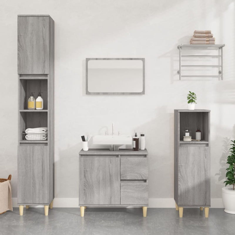 Bathroom Cabinet Grey Sonoma 30x30x190 cm Engineered Wood Payday Deals