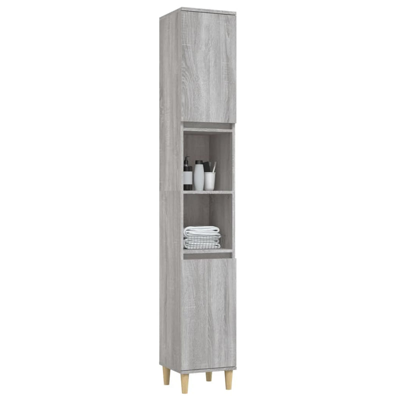 Bathroom Cabinet Grey Sonoma 30x30x190 cm Engineered Wood Payday Deals