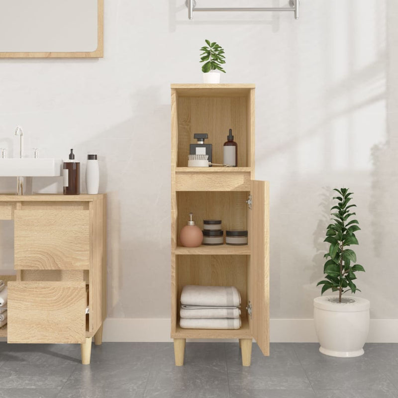 Bathroom Cabinet Sonoma Oak 30x30x100 cm Engineered Wood Payday Deals