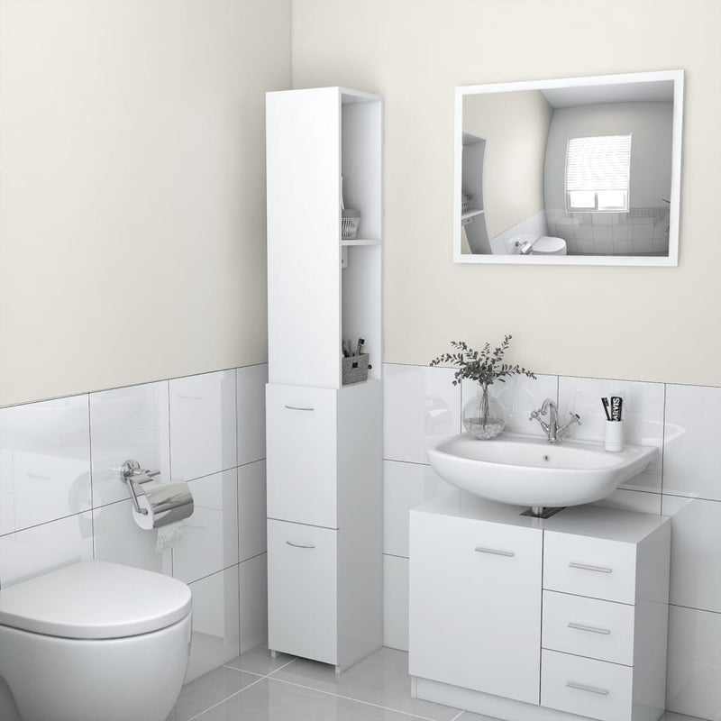 Bathroom Cabinet White 25x26.5x170 cm Engineered Wood Payday Deals